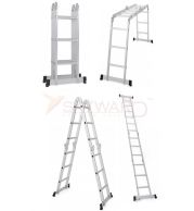 Model No. 190 Aluminium Four Way Multipurpose Ladder for Home, Office and Industrial Access Use, Professional Multi Position Ladder for Maintenance, Repair and Working Tasks 